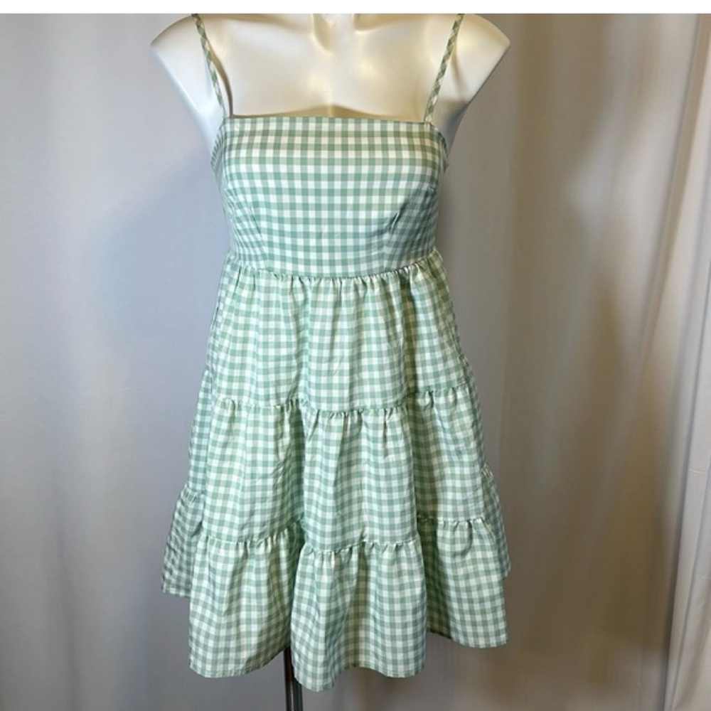 Gingham 3 Tiered Sundress in Sage Green